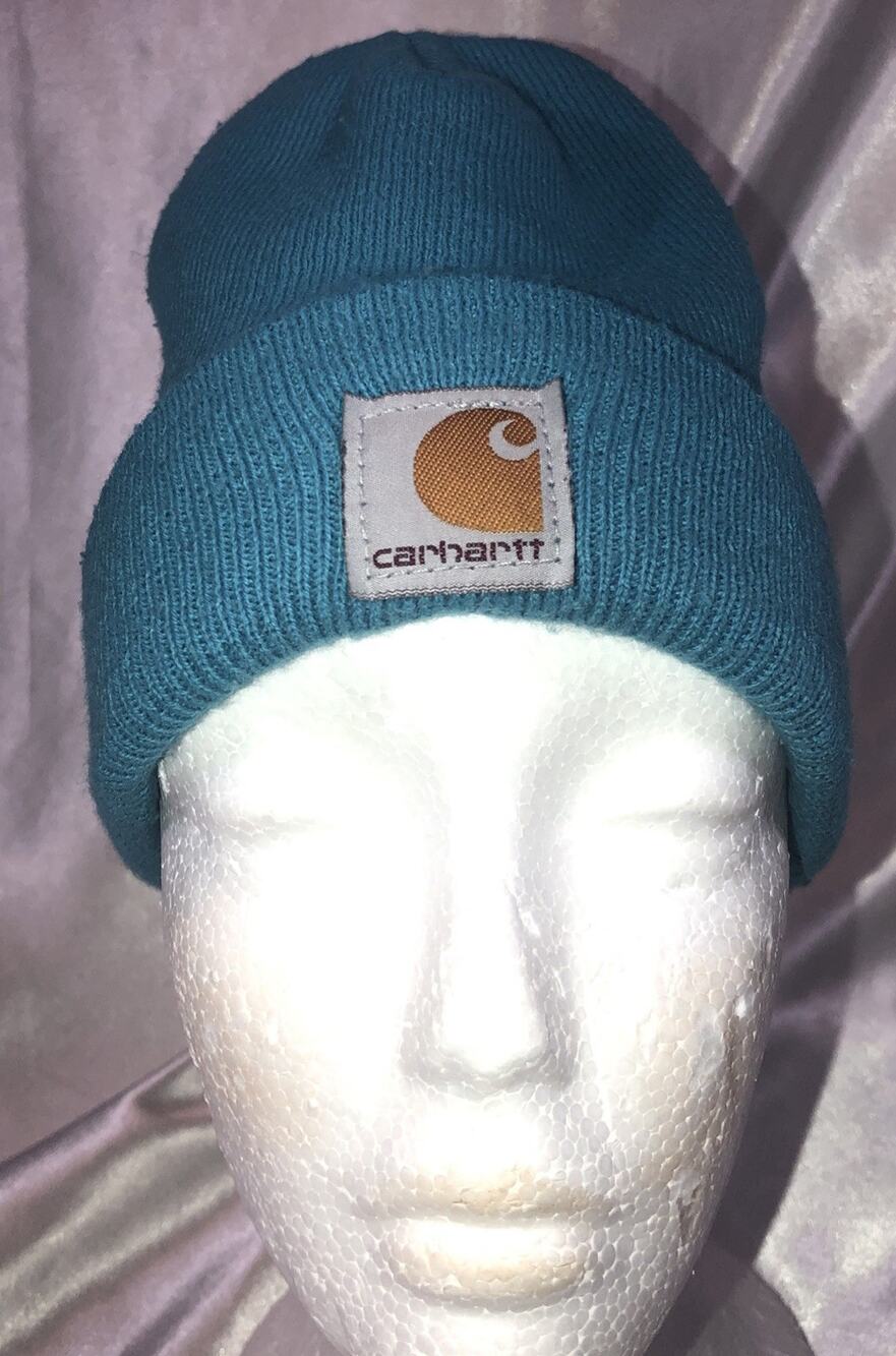 Carhartt Beanie Child Youth Blue Knit Hat One Size Logo AH8905